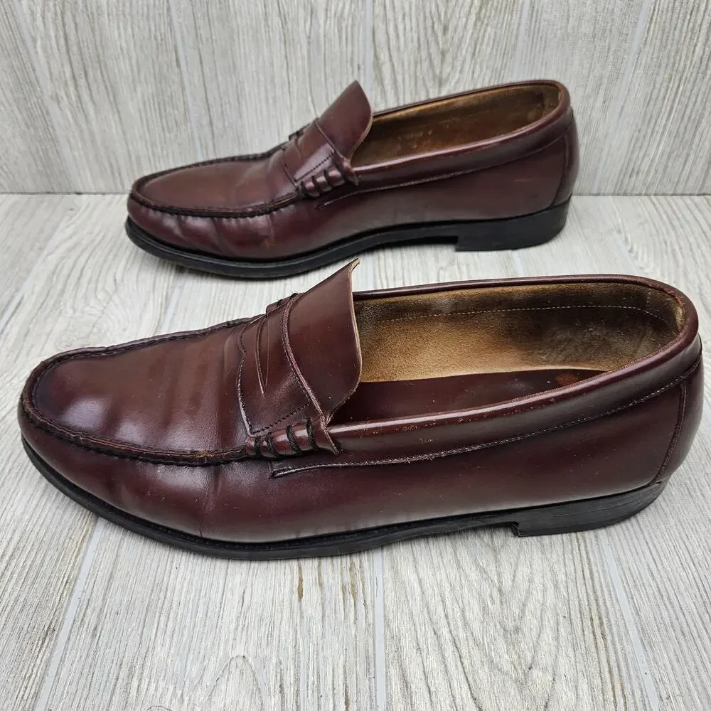 Florsheim Shoes Mens Size 9 Burgundy Penny Loafers Leather Slip On Dress Classic